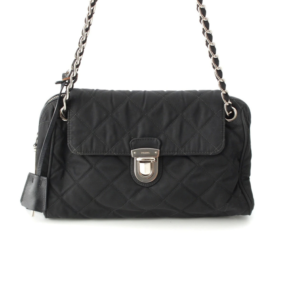 Prada quilted shoulder bag black